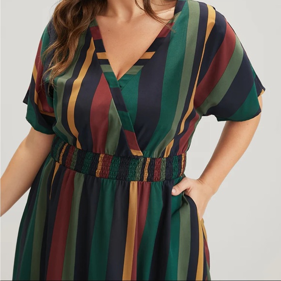 Stipe Dress Black Blue Gold Green - Picture 2 of 3